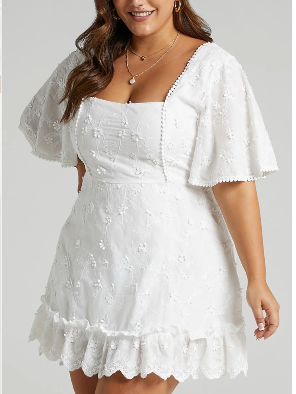 Showpo White Embroidered Mini Dress